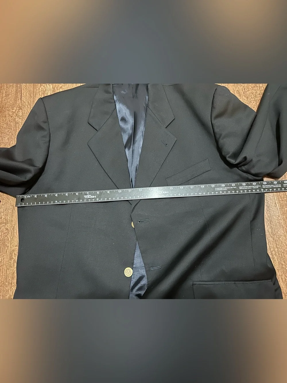 Roberto Villini Men’s Super 100 Wool Blazer Black Gold Buttons Italy 48 50